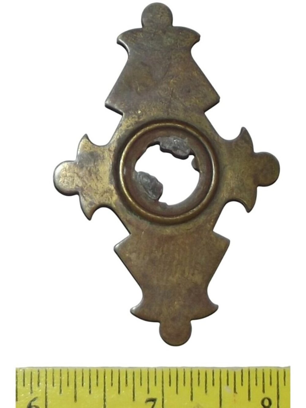 Antique Brass Keyhole Escutcheon Backplate Salvage Victorian Gothic 3" x2" Craft